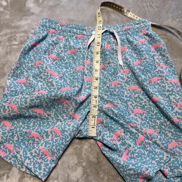 Chubbies Flamingo Print Blue Pink Swim Surf Board Shorts W/Pockets Size Medium - Picture 8 of 8